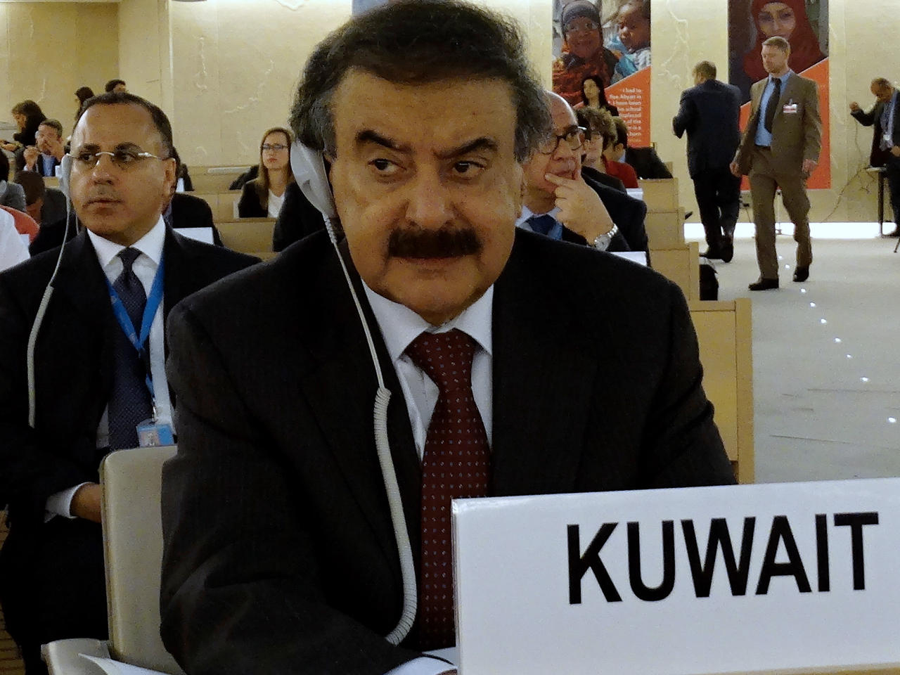  نائب وزير الخارجية خالد الجارالله أثناء المؤتمر الرفيع المستوى بشأن خطة الاستجابة الإنسانية في اليمن المنعقد في جنيف