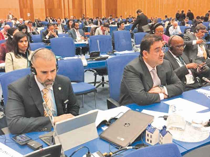 السفير معرفي أثناء اجتماعات مؤتمر الأسلحة النوويةn