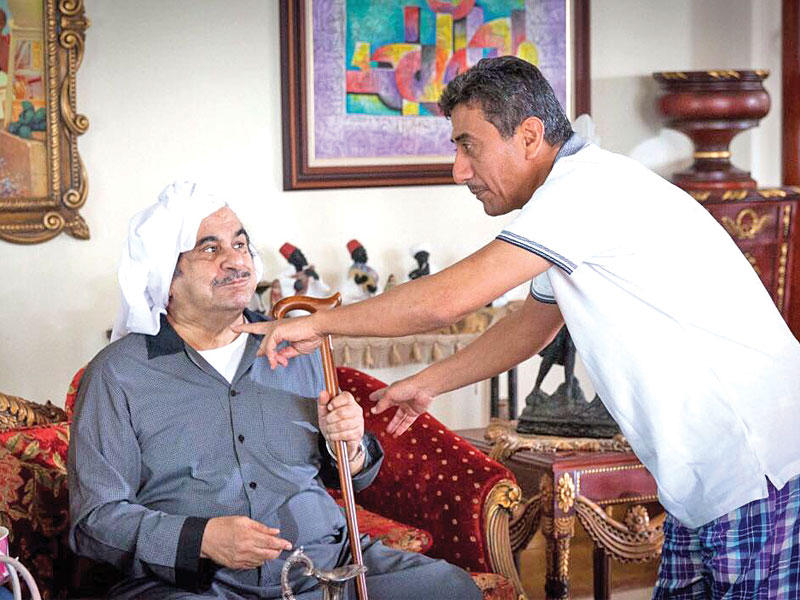 عبدالحسين عبدالرضا مع ناصر القصبي أثناء تصوير «سيلفي 3»