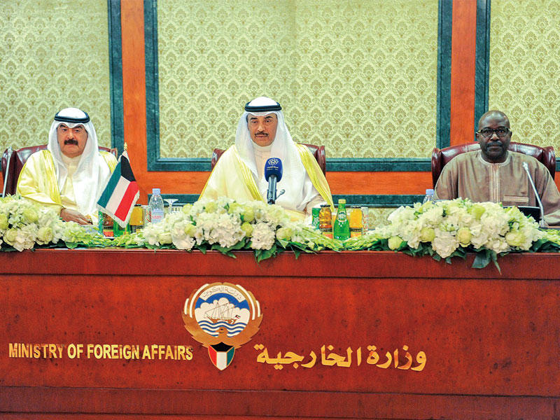  صباح الخالد يلقي كلمته خلال لقائه رؤساء البعثات الدبلوماسية المعتمدة لدى الكويت