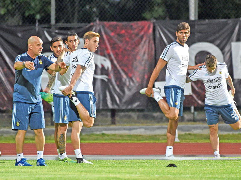 جانب من تدريبات المنتخب الأرجنتيني