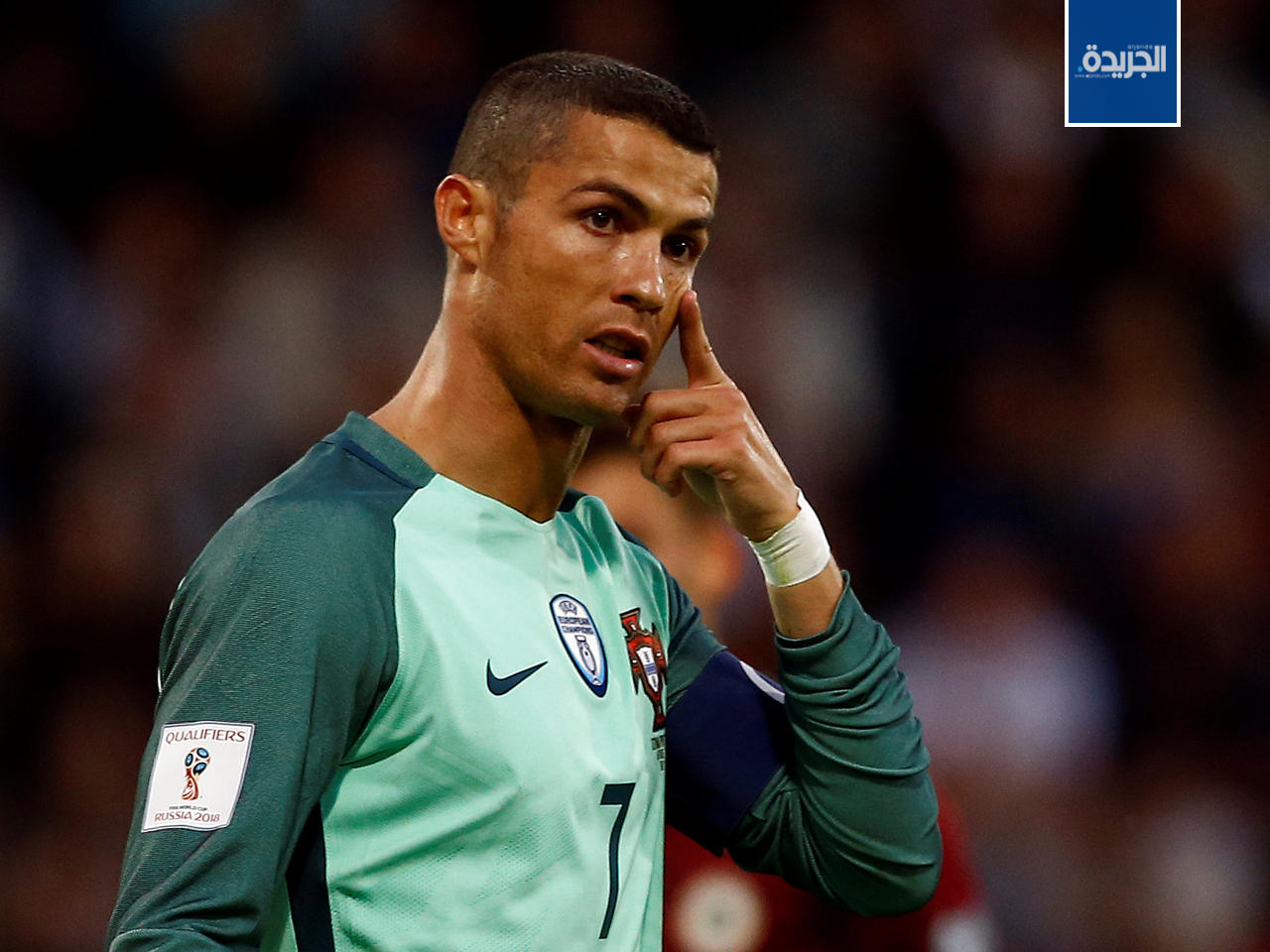 رونالدو خلال مباراة منتخب بلاده ضد لاتفيا