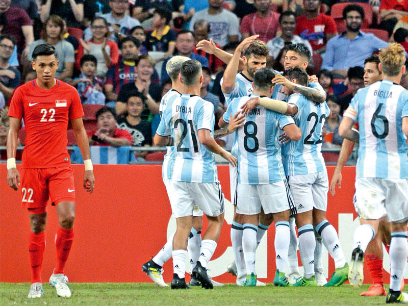 فرحة لاعبي المنتخب الأرجنتيني بالفوز