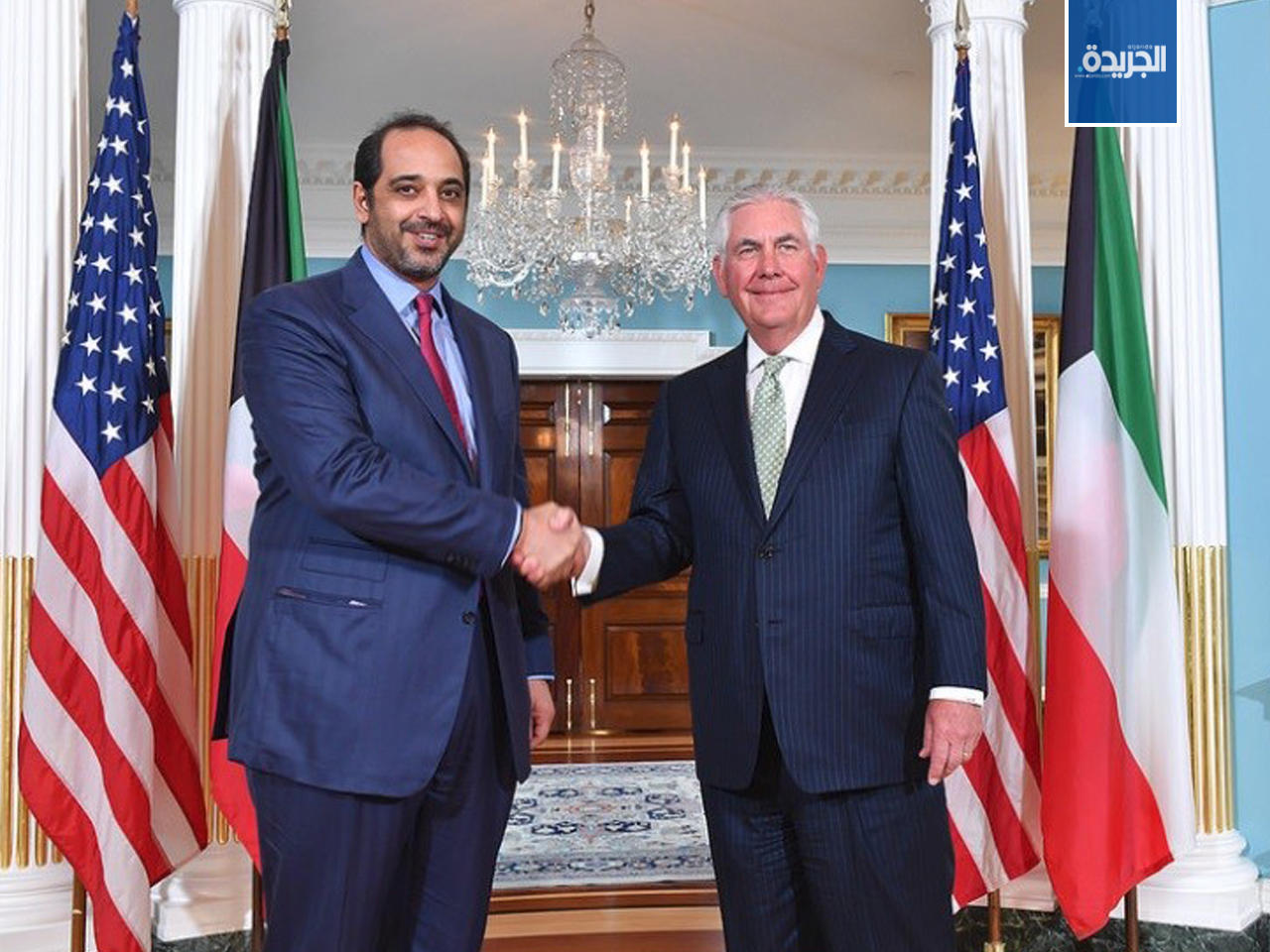 محمد العبدالله خلال لقائه وزير الخارجية الأمريكي ريكس تيلرسون