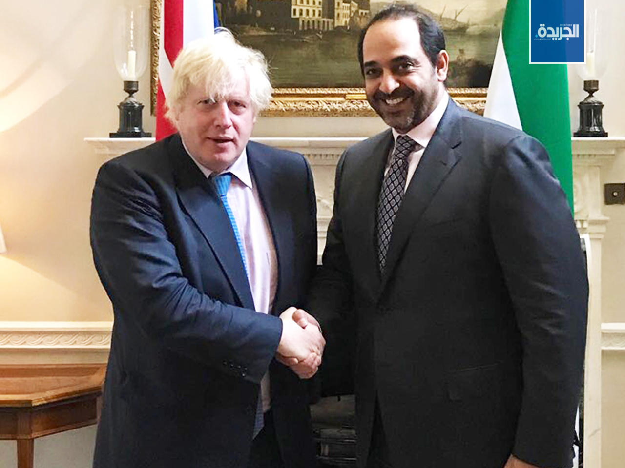  وزير الخارجية البريطاني بوريس جونسون يلتقي مع وزير الدولة لشؤون مجلس الوزراء ووزير الاعلام بالوكالة الشيخ محمد العبدالله - كونا