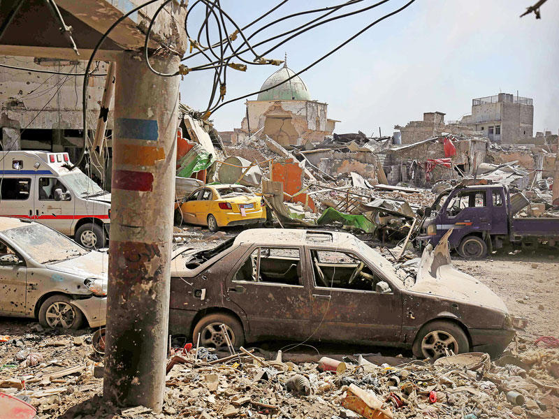 مسجد النوري كما بدا امس بعد وصول القوات العراقية إليه (أ ف ب)