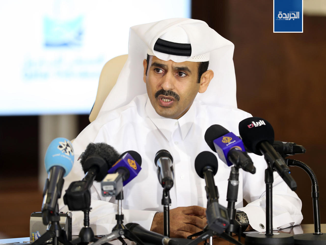 سعد الكعبي، خلال المؤتمر الصحفي في الدوحة