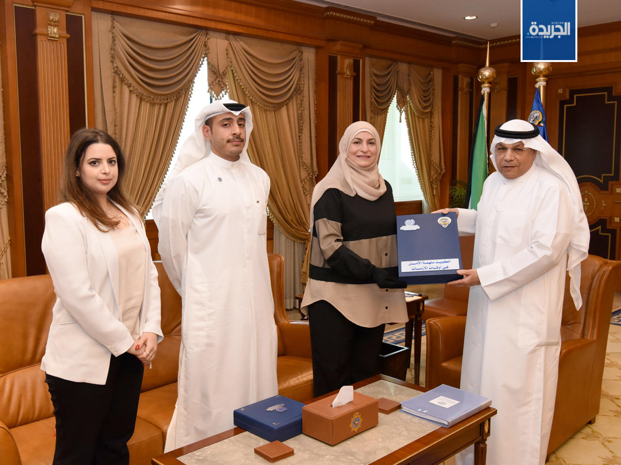 الجراح مستقبلاً رئيس بعثة المنظمة الدولية للهجرة لدى دولة الكويت إيمان عريقات