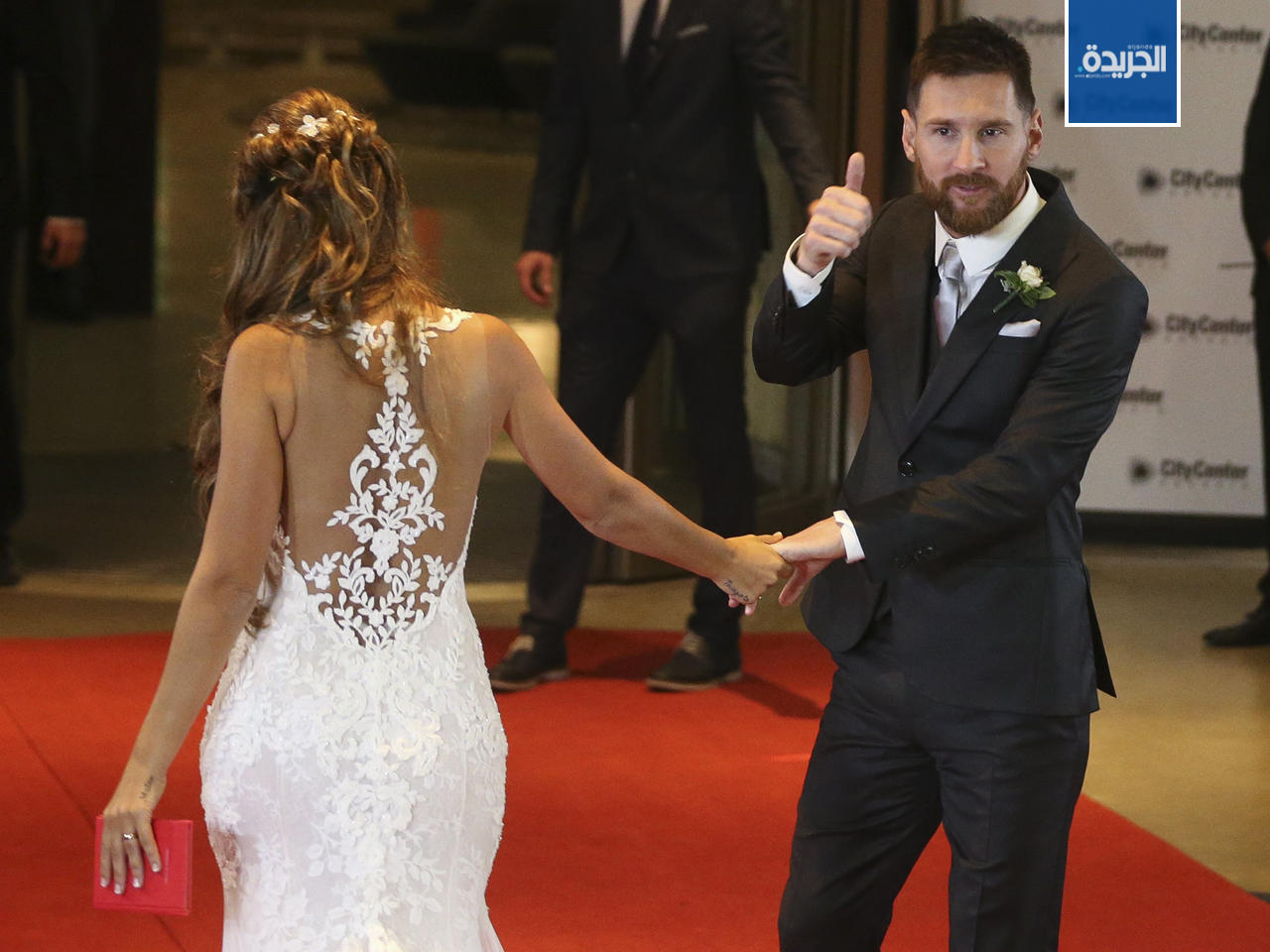 ميسي خلال حفل زفافه الأسبوع الماضي