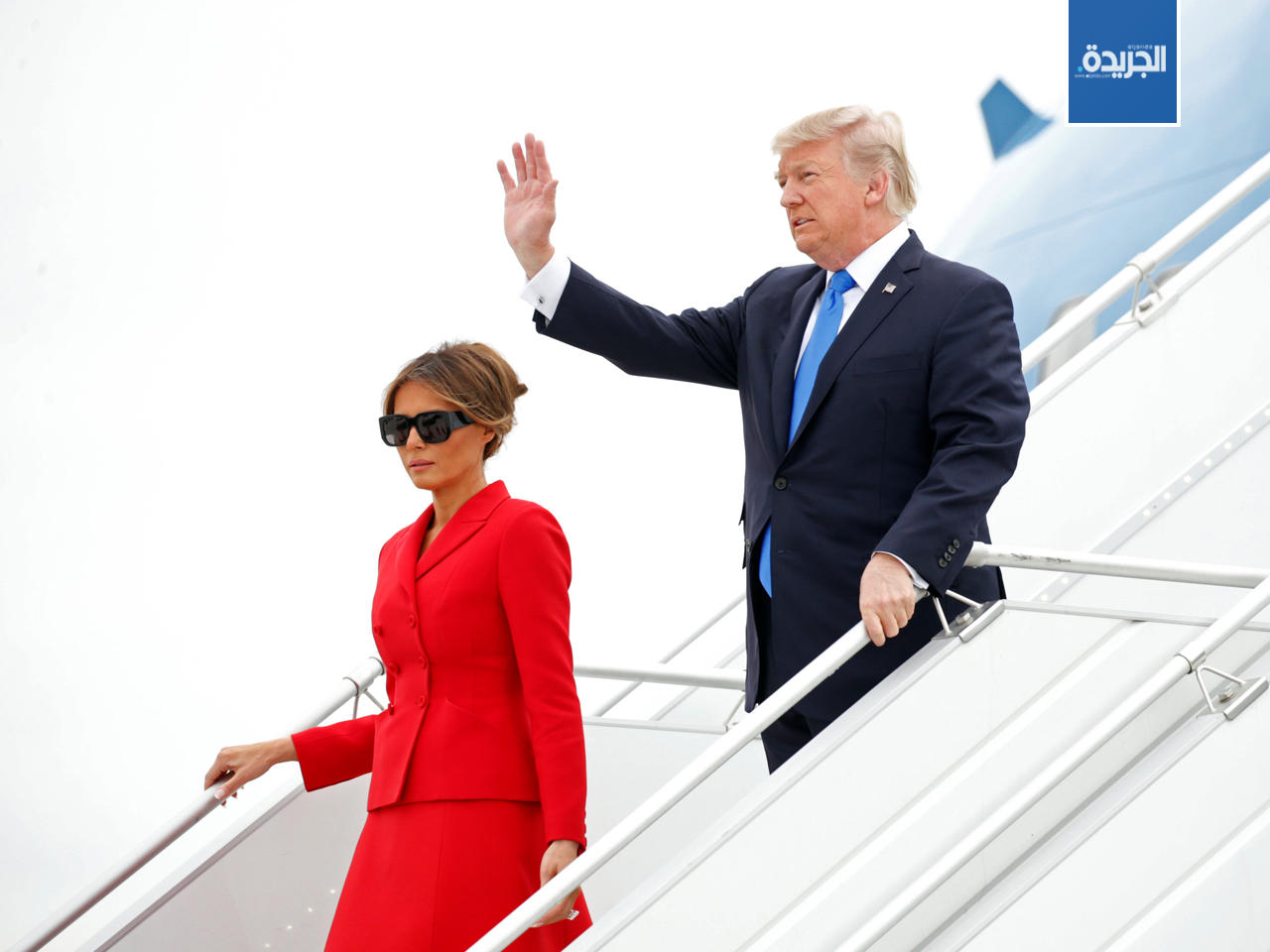 ترامب وميلانيا يصلان إلى مطار أورلي بالقرب من باريس، فرنسا