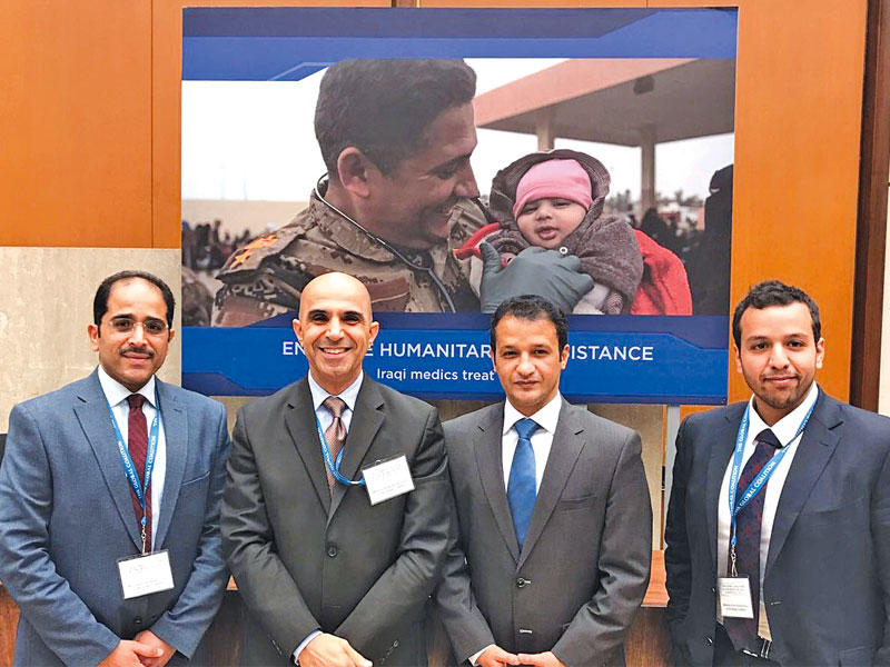 الصبيح لدى مشاركته في مؤتمر التحالف الدولي ضد «داعش»