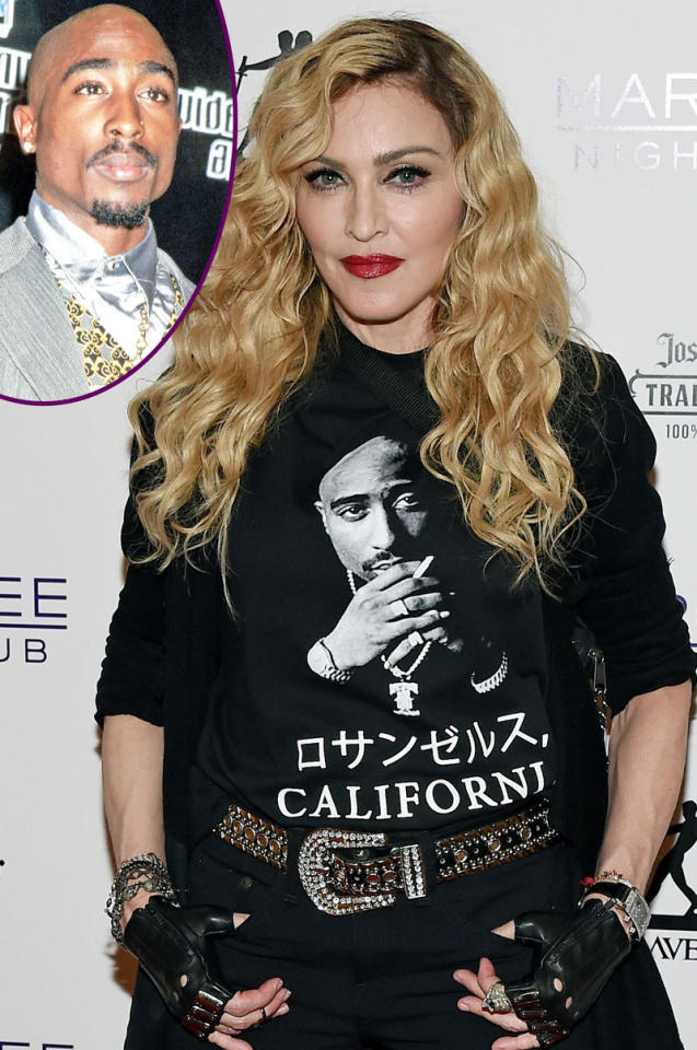 مادونا وفي الإطار مغني الراب الراحل توباك شاكور