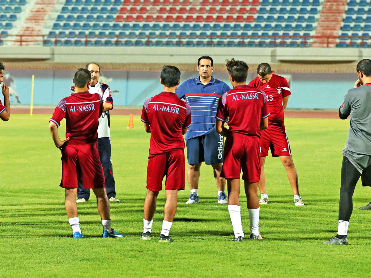 جانب من تدريب العنابي في اليوم الأول