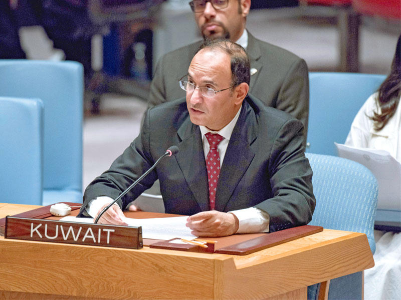 العتيبي يلقي كلمة الكويت خلال جلسة مجلس الأمن 