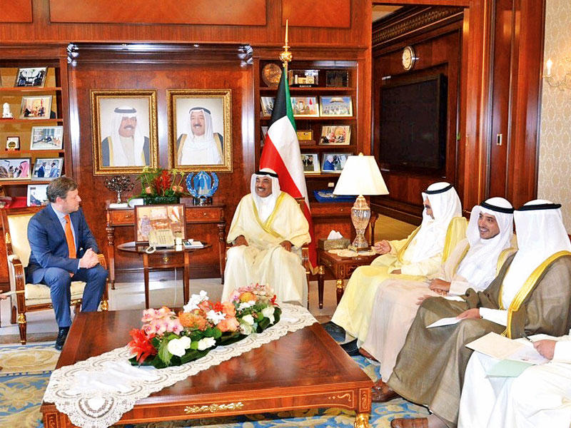 الخالد خلال تسلمه أوراق اعتماد سفير بلجيكا أمس