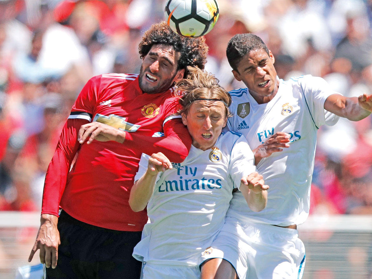 جانب من مواجهة ريال مدريد ومانشستر يونايتد في مباراة ودية الشهر الماضي