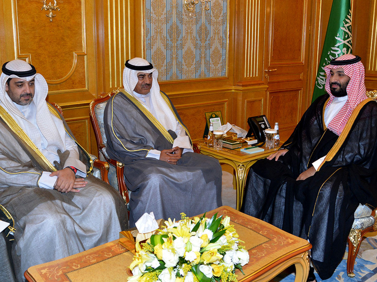 مبعوث الامير والوفد المرافق خلال تسليم الرسالة إلى محمد بن سلمان أمس