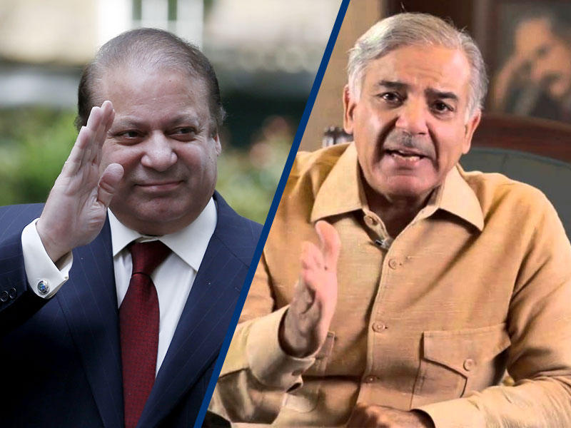 رئيس إقليم البنجاب شهباز شريف و رئيس الوزراء المعزول نواز شريف