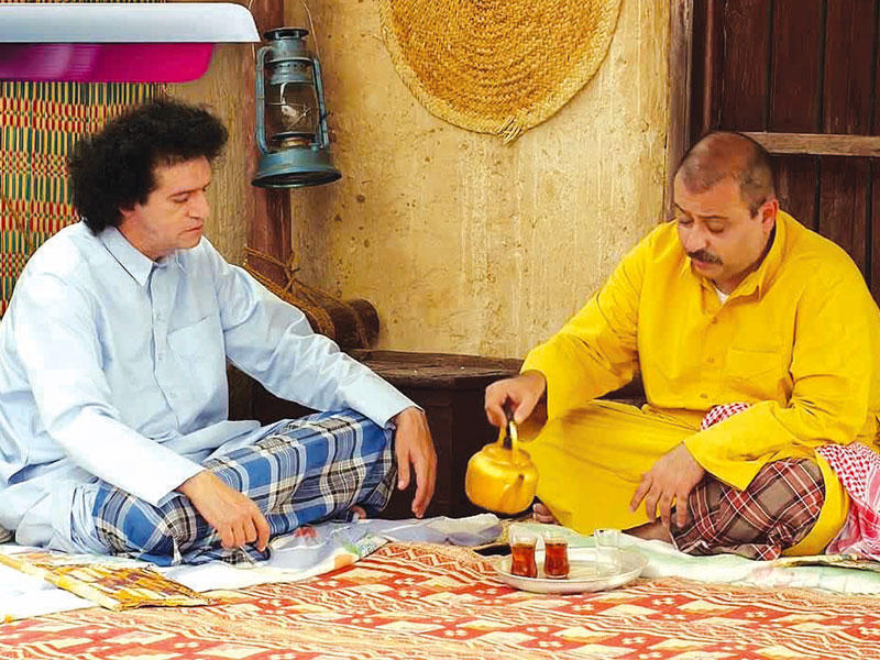 حسن البلام وعبدالناصر درويش في أحد أعمالهما