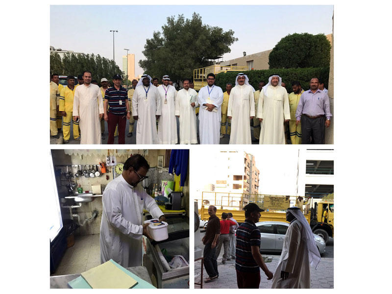 ادارة النظافة العامة وفريق الطوارئ المركزي وإدارة التدقيق ببلدية حولي يشنون حملة تفتيشية بمنطقة حولي