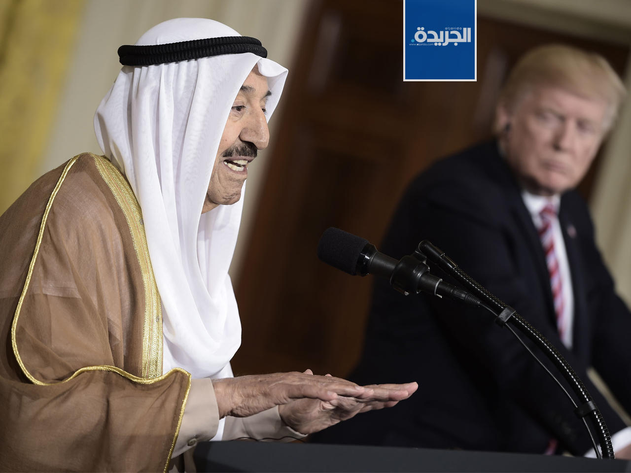 أمير البلاد والرئيس الامريكي خلال المؤتمر الصحفي