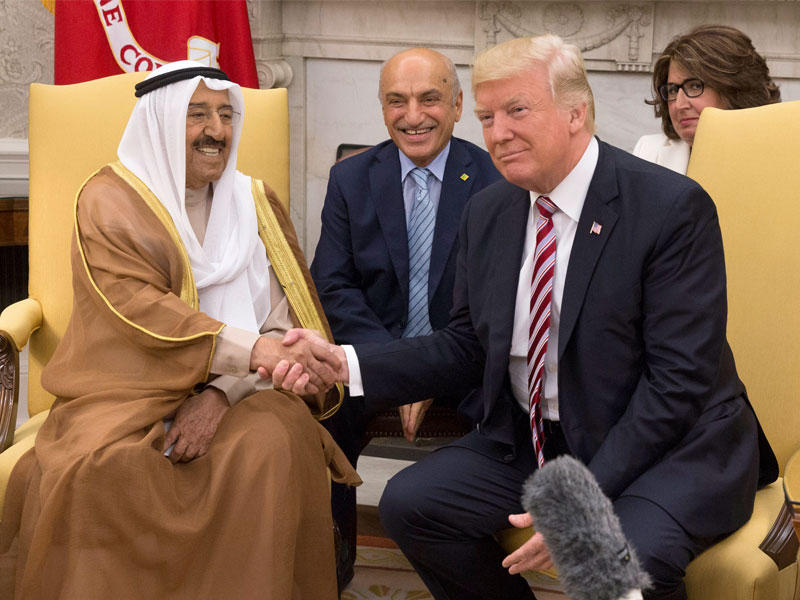 سمو أمير البلاد الشيخ صباح الأحمد والرئيس الأميركي دونالد ترامب - واشنطن أمس