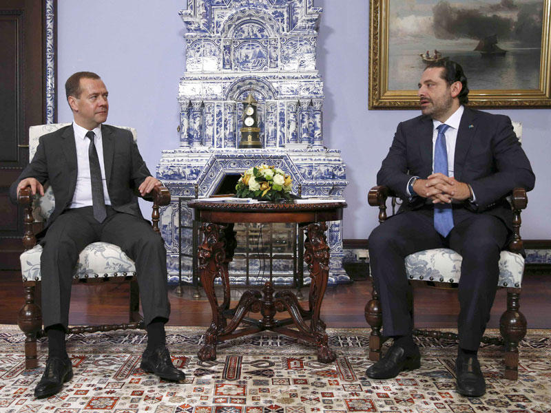  رئيس الحكومة اللبنانية سعد الحريري مع نظيره الروسي ديمتري مدفيديف