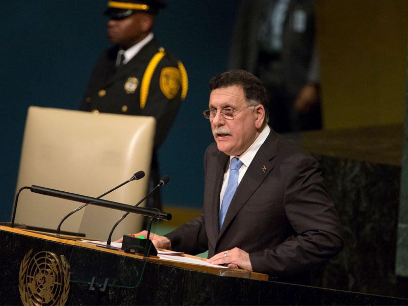 فايز مصطفى سراج يلقي كلمة أمام الجمعية العامة للأمم المتحدة في الأمم المتحدة