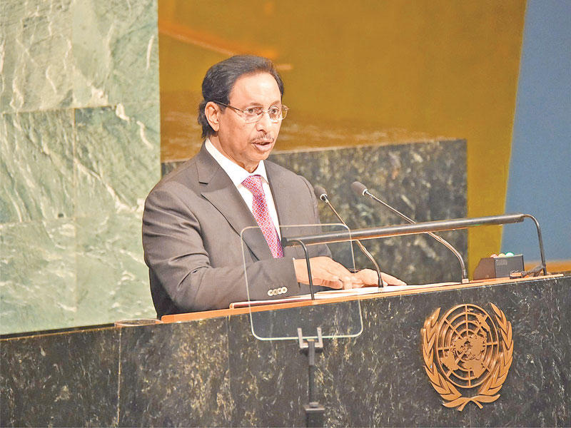 ممثل صاحب السمو خلال إلقائه كلمته بالأمم المتحدة