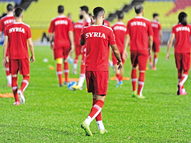 جانب من تدريب المنتخب السوري ( أ ف ب)