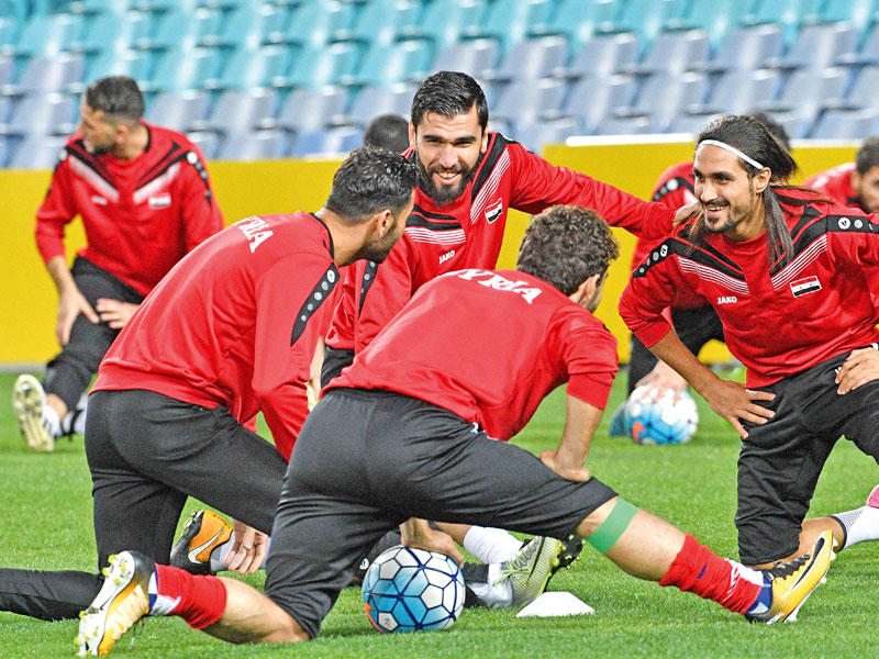 جانب من تدريب المنتخب السوري (ا ف ب)