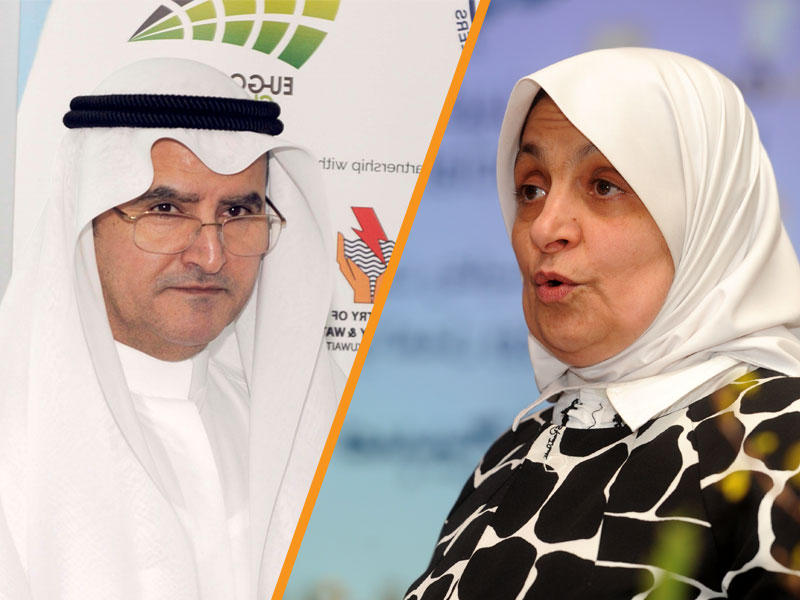 وزيرة الشؤون الاجتماعية والعمل وزيرة الدولة للشؤون الاقتصادية هند الصبيح، و وزير النفط وزير الكهرباء والماء عصام المرزوق