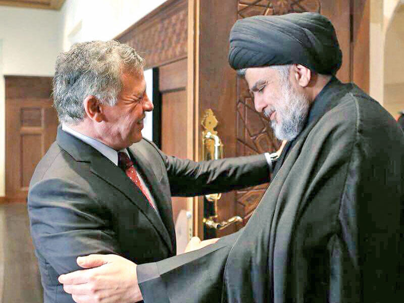 عبدالله الثاني مستقبلاً الصدر في عمان 