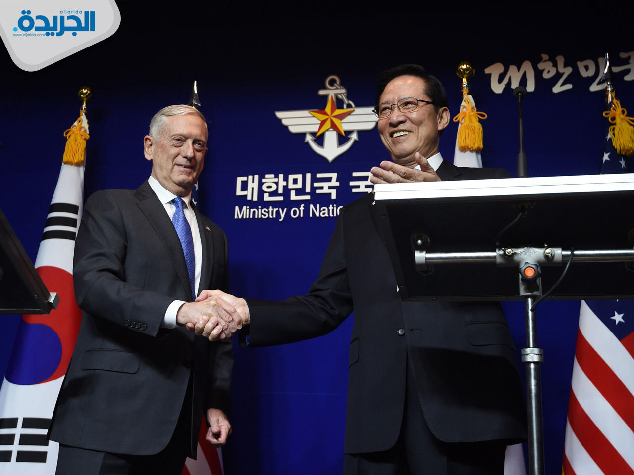 وزيرا الدفاع الأميركي والكوري الجنوبي خلال مؤتمر صحافي في سيول