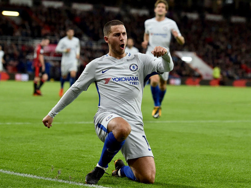 هازارد نجم تشلسي يحتفل بهدفه