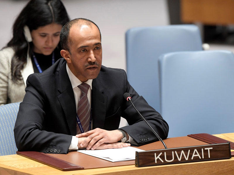 نائب المندوب الدائم المستشار بدر عبد الله المنيخ يلقي كلمة امام مجلس الامن الدولي حول الأطفال والنزاع المسلح