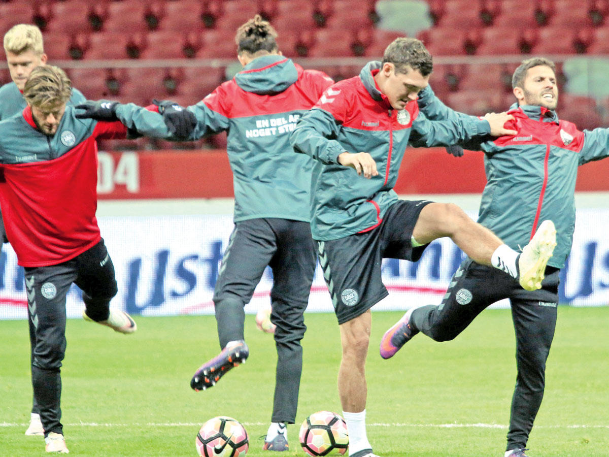 جانب من تدريبات سابقة للمنتخب الدنماركي