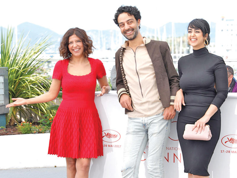 المخرجة بن هنية مع بطلي «على كف عفريت»