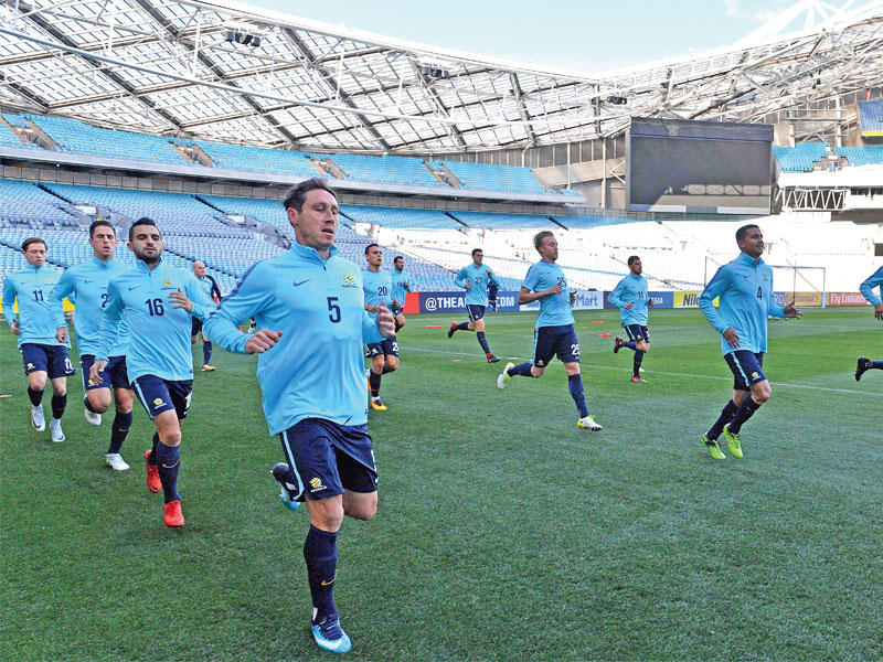 جانب من تدريبات المنتخب الأسترالي