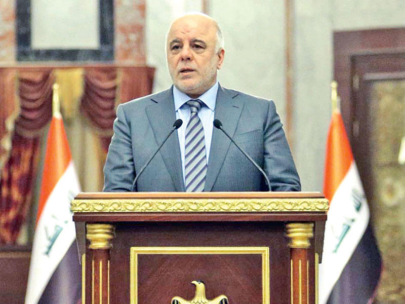 العبادي خلال مؤتمره الصحافي الأسبوعي مساء أمس الأول