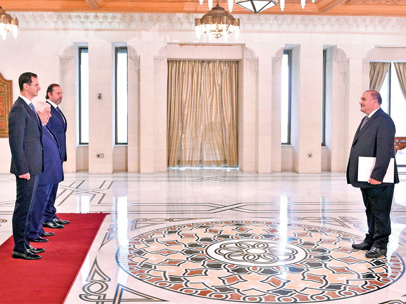 الرئيس السوري بشار الأسد يتسلم أوراق اعتماد السفير اللبناني الجديد لدى دمشق أمس الأول (سانا)