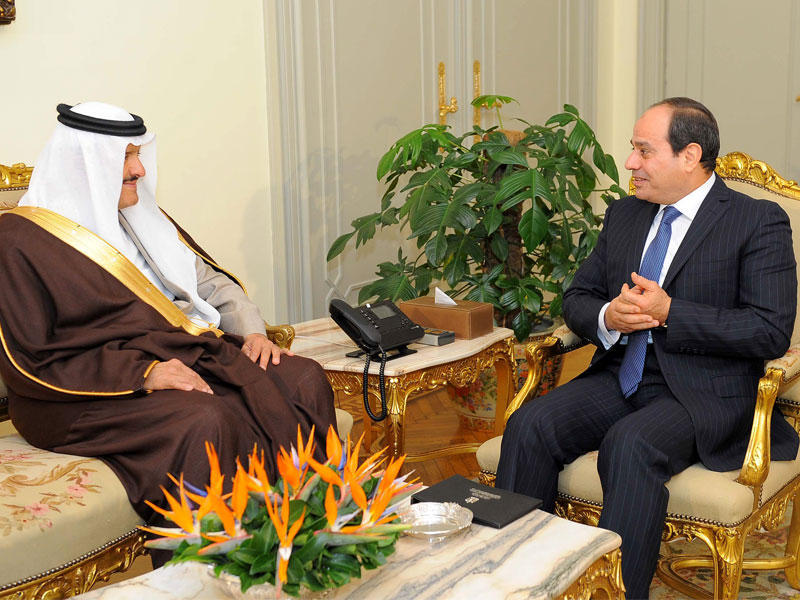 الرئيس السيسي يستقبل رئيس الهيئة العامة للسياحة والتراث بالسعودية الأمير سلطان بن سلمان في القاهرة أمس 
