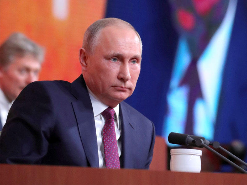 بوتين خلال المؤتمر الصحافي السنوي  (رويترز)