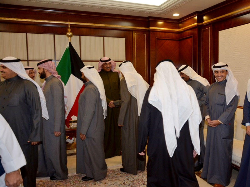 الشيخ صباح خالد الحمد الصباح نائب رئيس مجلس الوزراء وزير الخارجية أثناء استقباله المهنئين