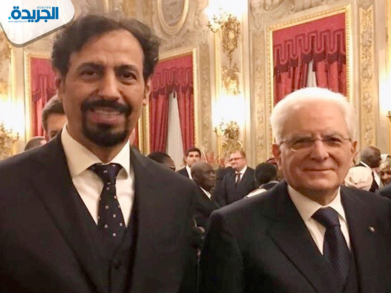 الرئيس الايطالي مع السفير الشيخ علي الخالد
