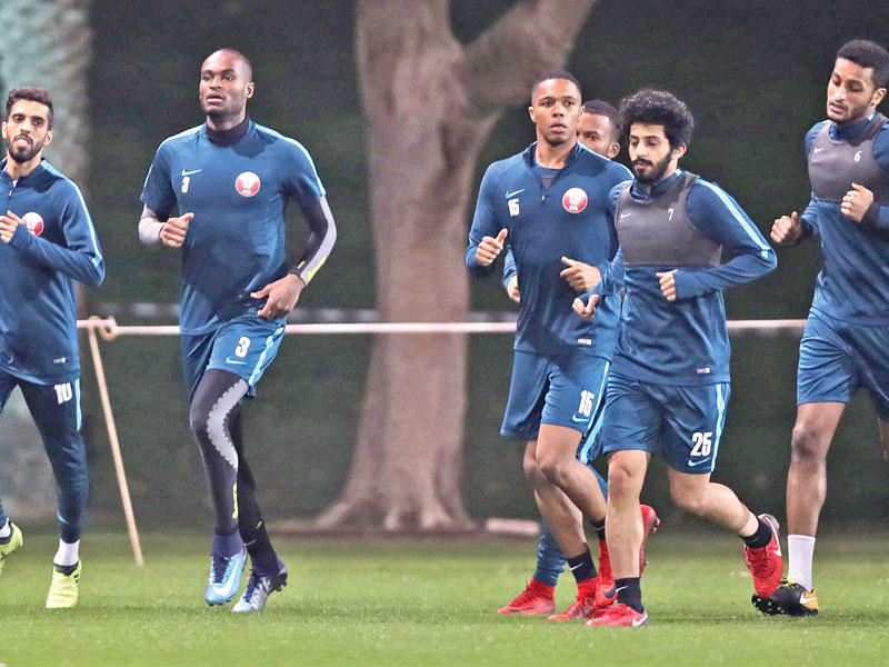 المنتخب القطري خلال الحصة التدريبية