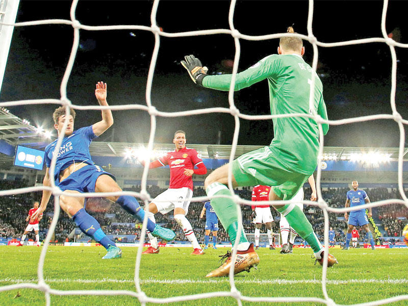 جانب من مباراة ليستر سيتي ومانشستر يونايتد