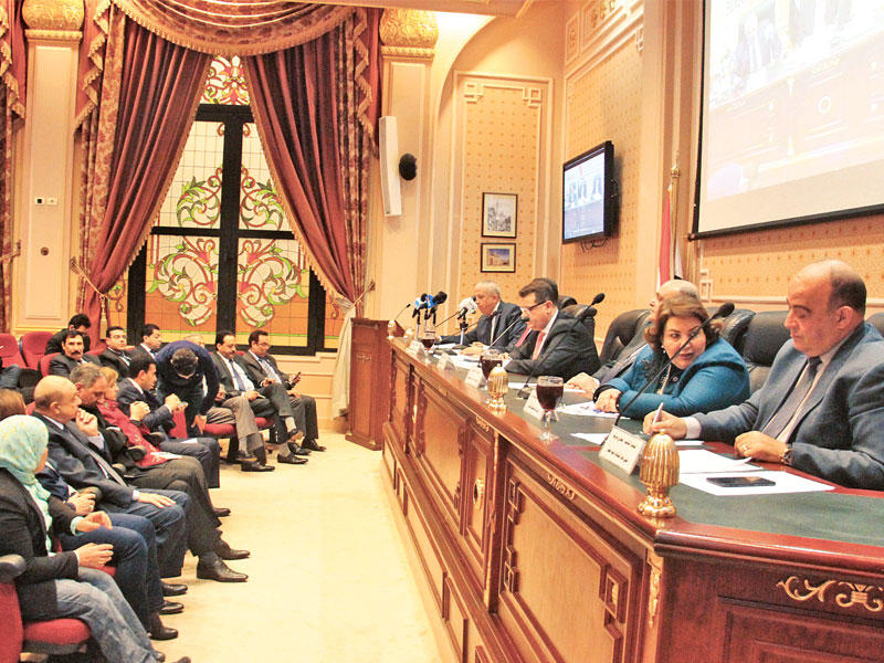 لجنة الاستماع المشتركة من العلاقات الخارجية والدفاع والأمن القومي في البرلمان المصري أمس