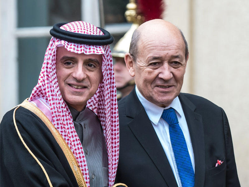 وزير الخارجية الفرنسي، جان إيف لودريان، و نظيره السعودي، عادل الجبير - ارشيفية
