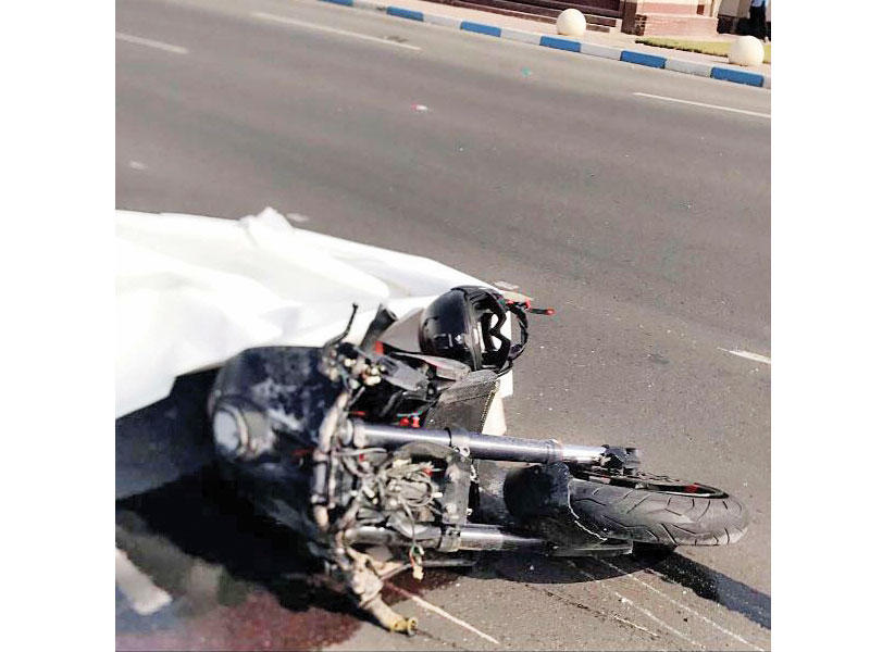 الدراجة النارية بعد الحادث